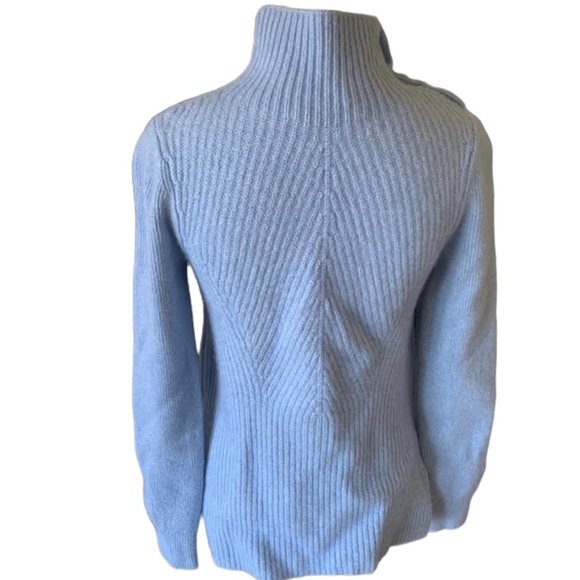 Veronica Beard cashmere blend, button mock neck, ribbed knit sweater Size Small - Picture 13 of 16